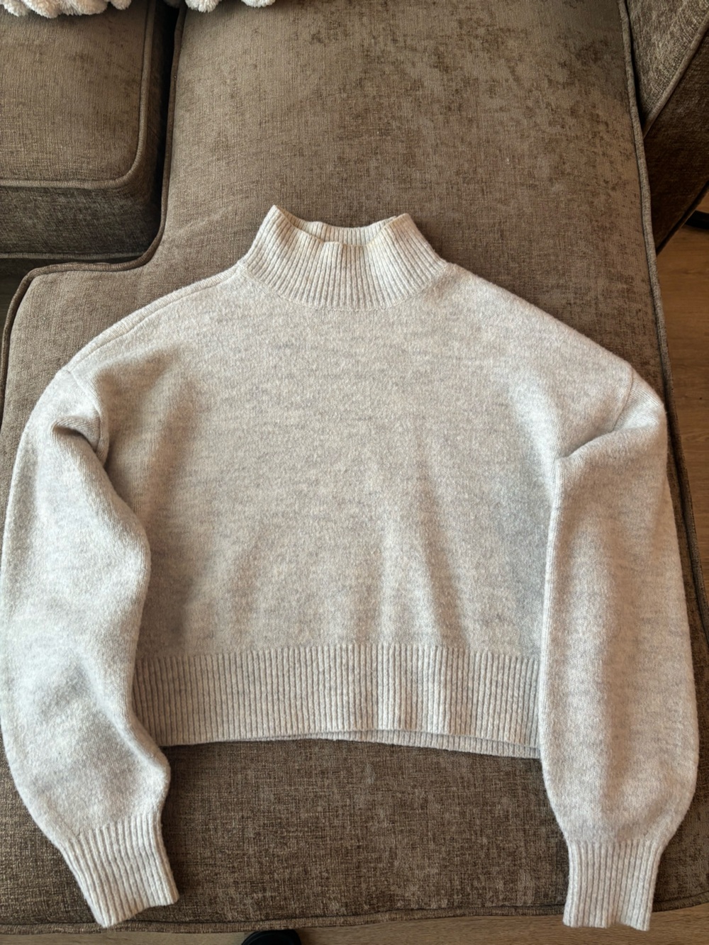 Calvin Klein Jeans Light Gray Cropped Turtleneck Sweater